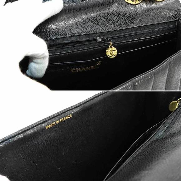 CHANEL Mademoiselle Chain Shoulder Bag Caviar Skin Leather Black Gold Hardware V - Picture 7 of 9